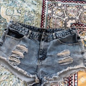 High waisted jean shorts